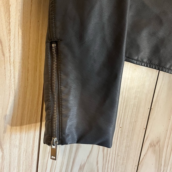 Grey Faux Leather Moto Jacket - Picture 7 of 8